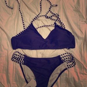 Two piece bikini swimsuit navy